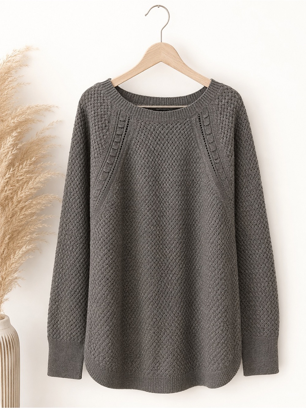 LOFT Green Chunky Knit Sweater Oversized Cozy Pullover Tunic Sweater